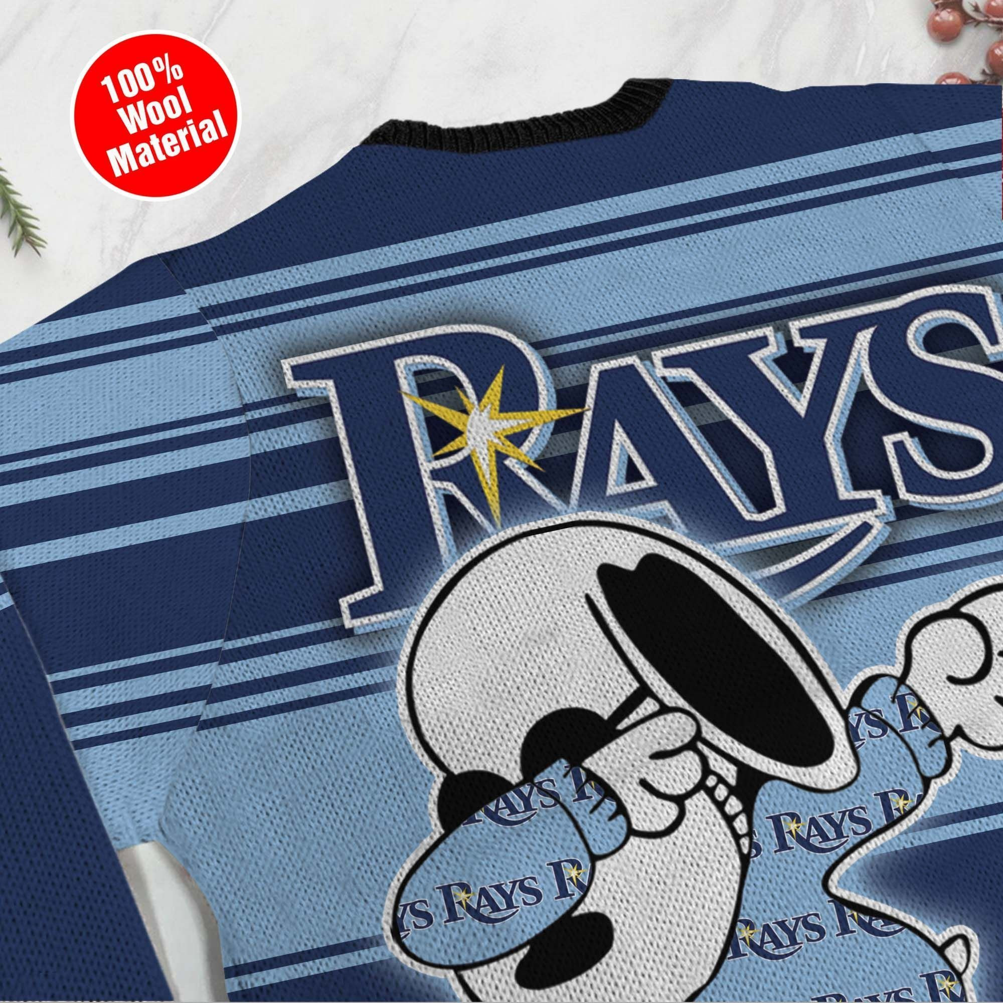 Snoopy Love Tampa Bay Rays For Baseball - Mlb Fans Ugly Christmas Sweater Adult 3D Funny Matching for family - Image 4
