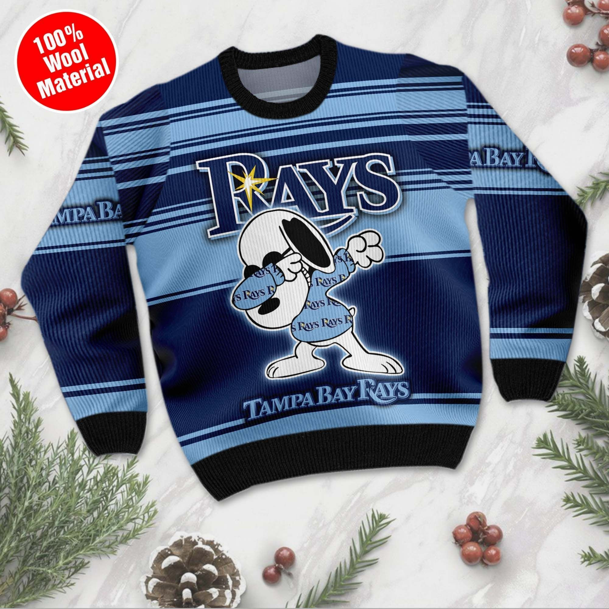 Snoopy Love Tampa Bay Rays For Baseball - Mlb Fans Ugly Christmas Sweater Adult 3D Funny Matching for family - Image 5
