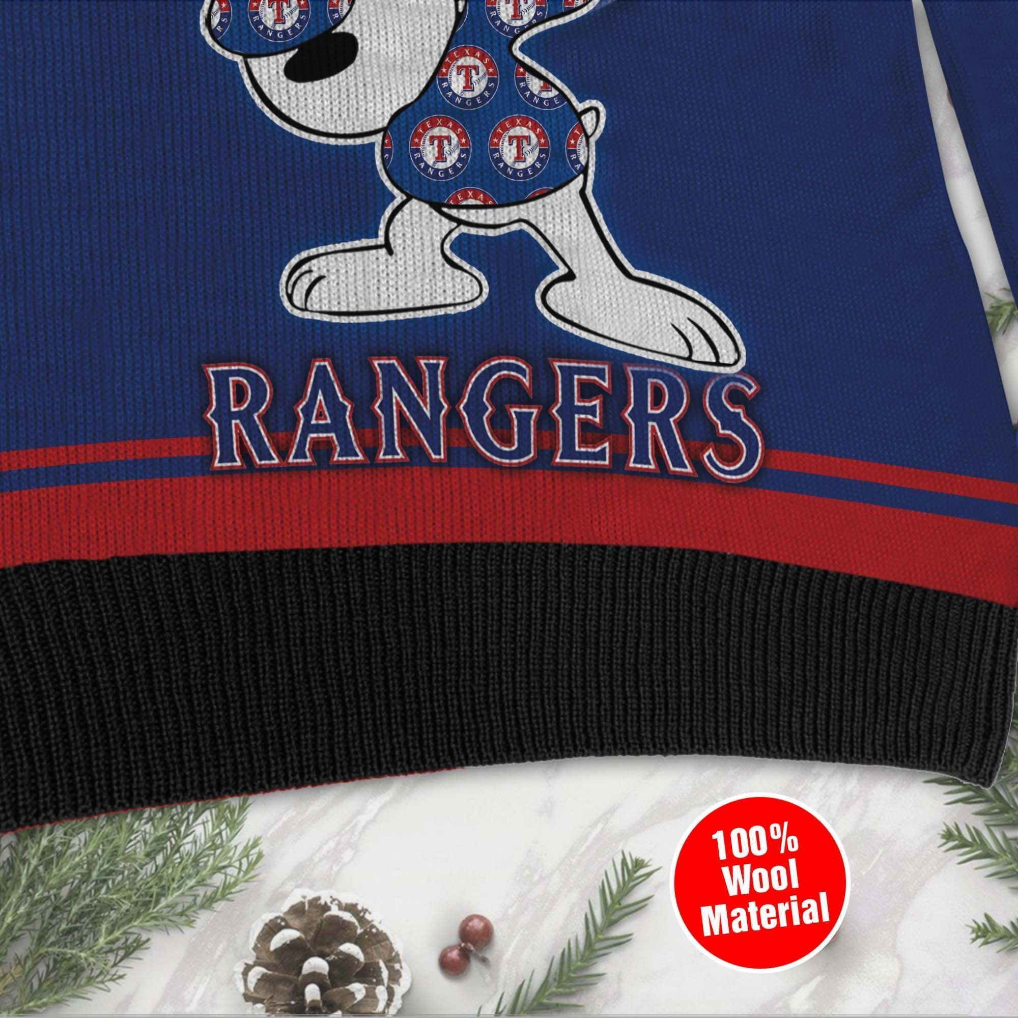 Snoopy Love Texas Rangers For Baseball - Mlb Fans Ugly Christmas Sweater Adult 3D Funny Matching for family - Image 4