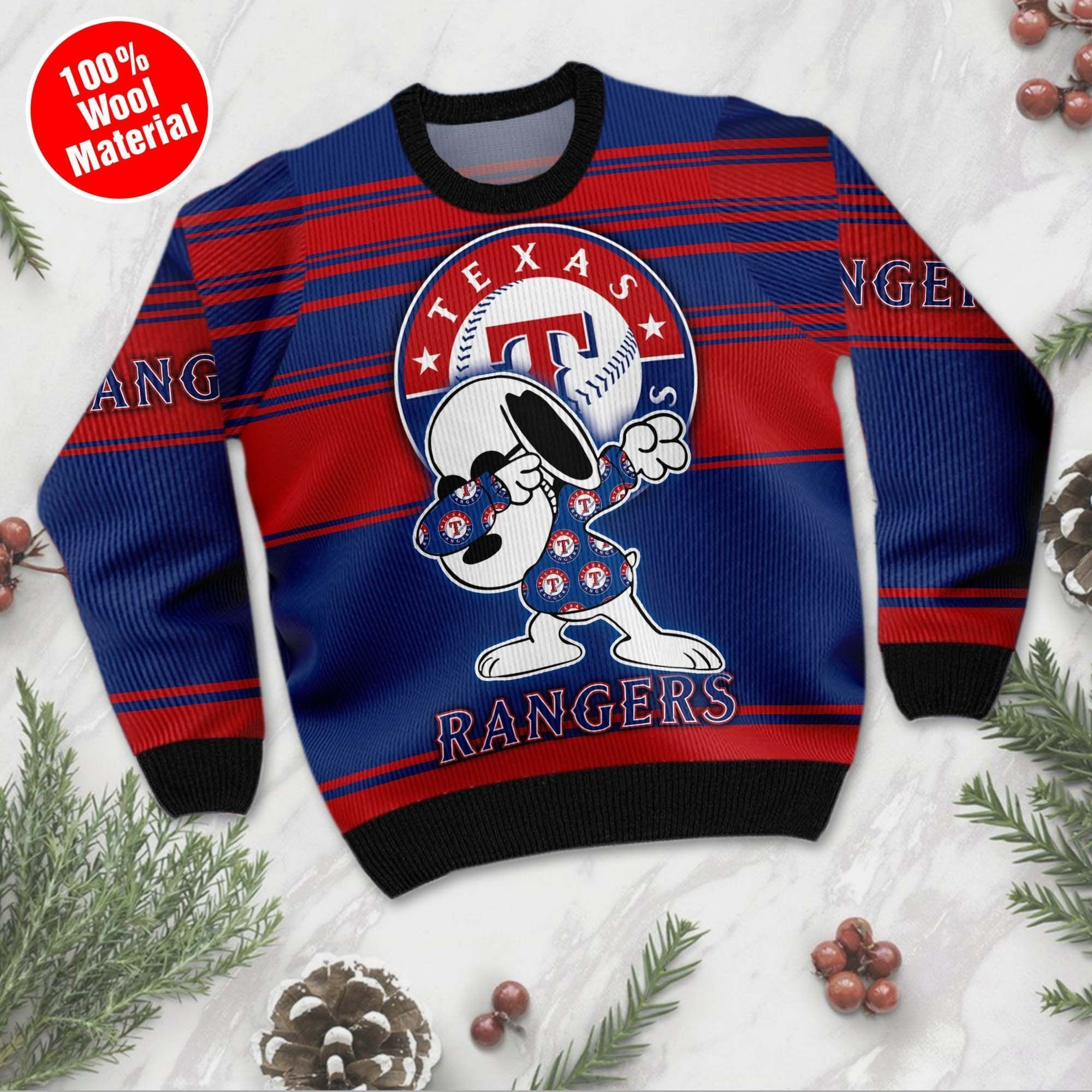 Snoopy Love Texas Rangers For Baseball - Mlb Fans Ugly Christmas Sweater Adult 3D Funny Matching for family - Image 5