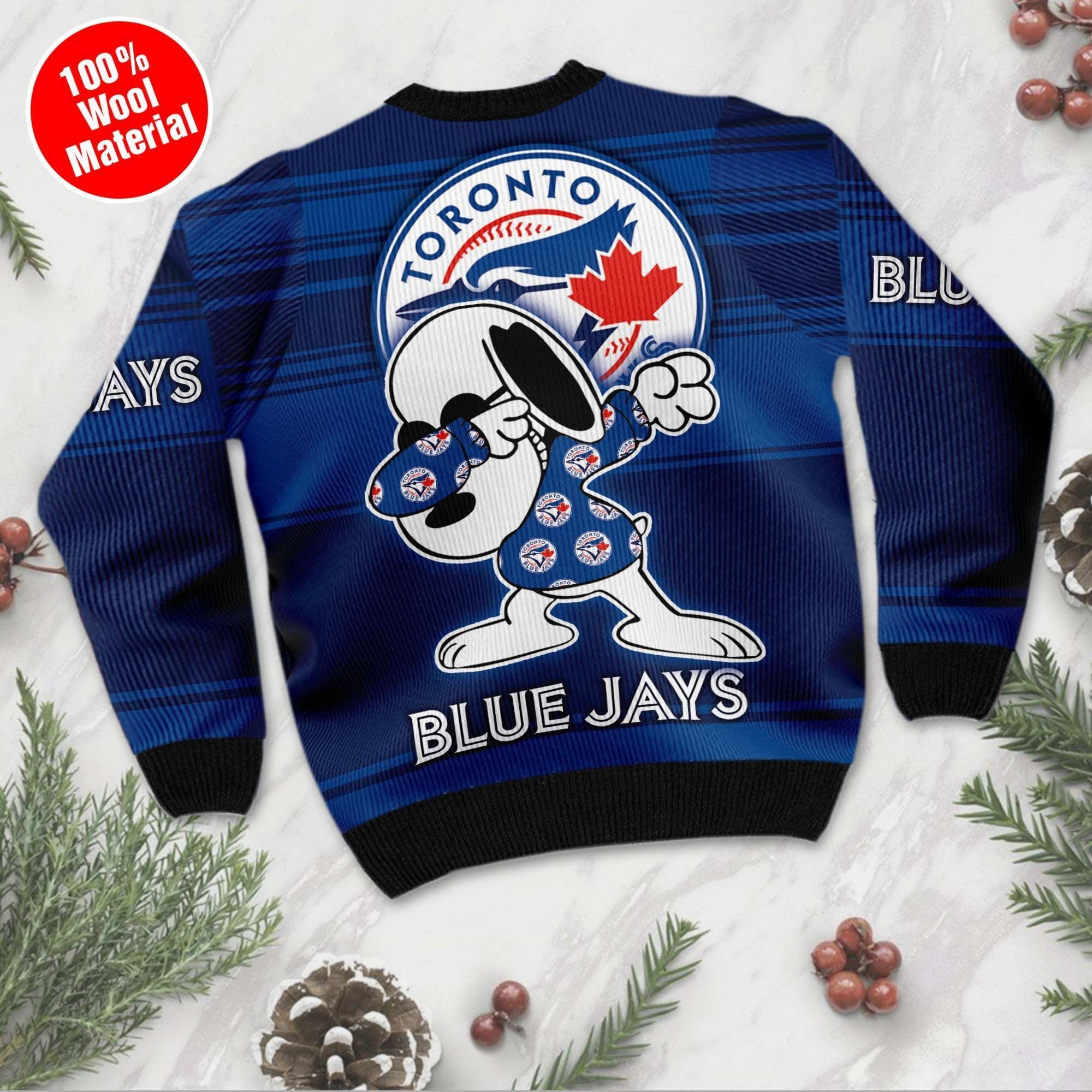 Snoopy Love Toronto Blue Jays For Baseball - Mlb Fans Ugly Christmas Sweater Adult 3D Funny Matching for family - Image 3