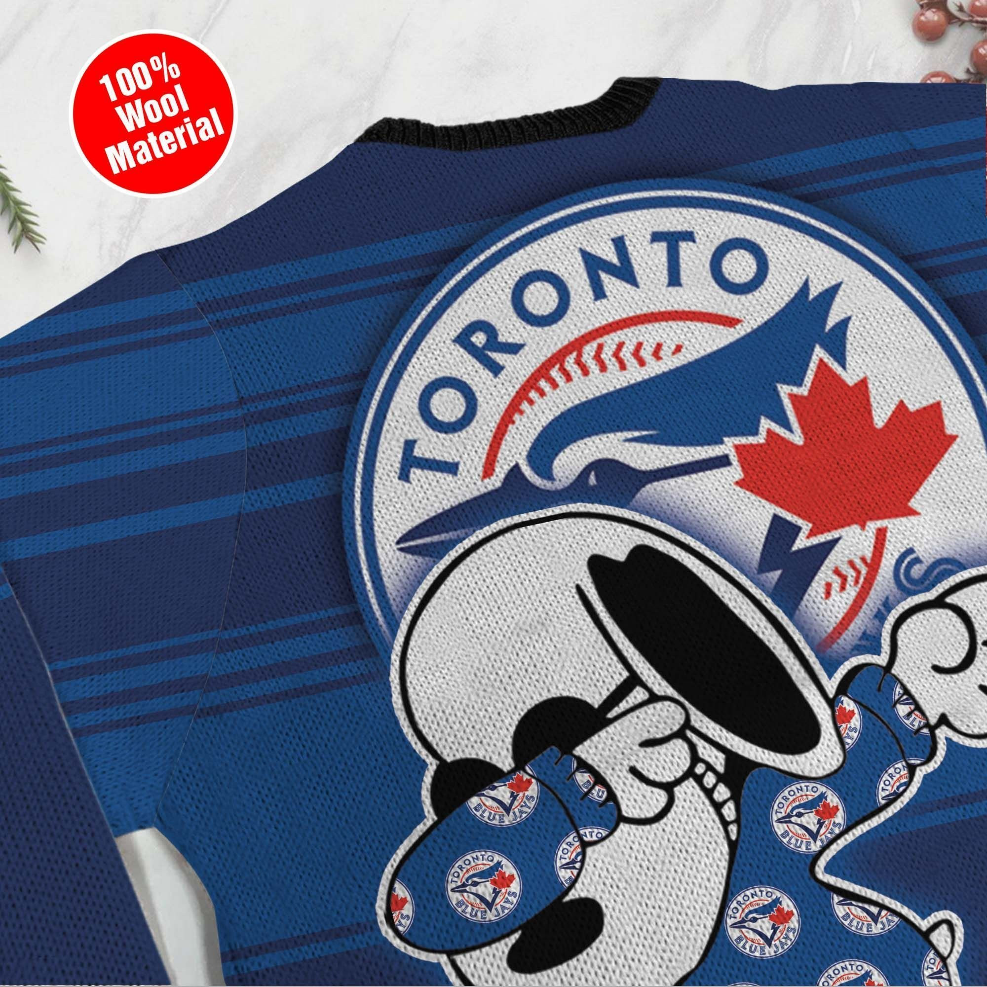 Snoopy Love Toronto Blue Jays For Baseball - Mlb Fans Ugly Christmas Sweater Adult 3D Funny Matching for family - Image 5