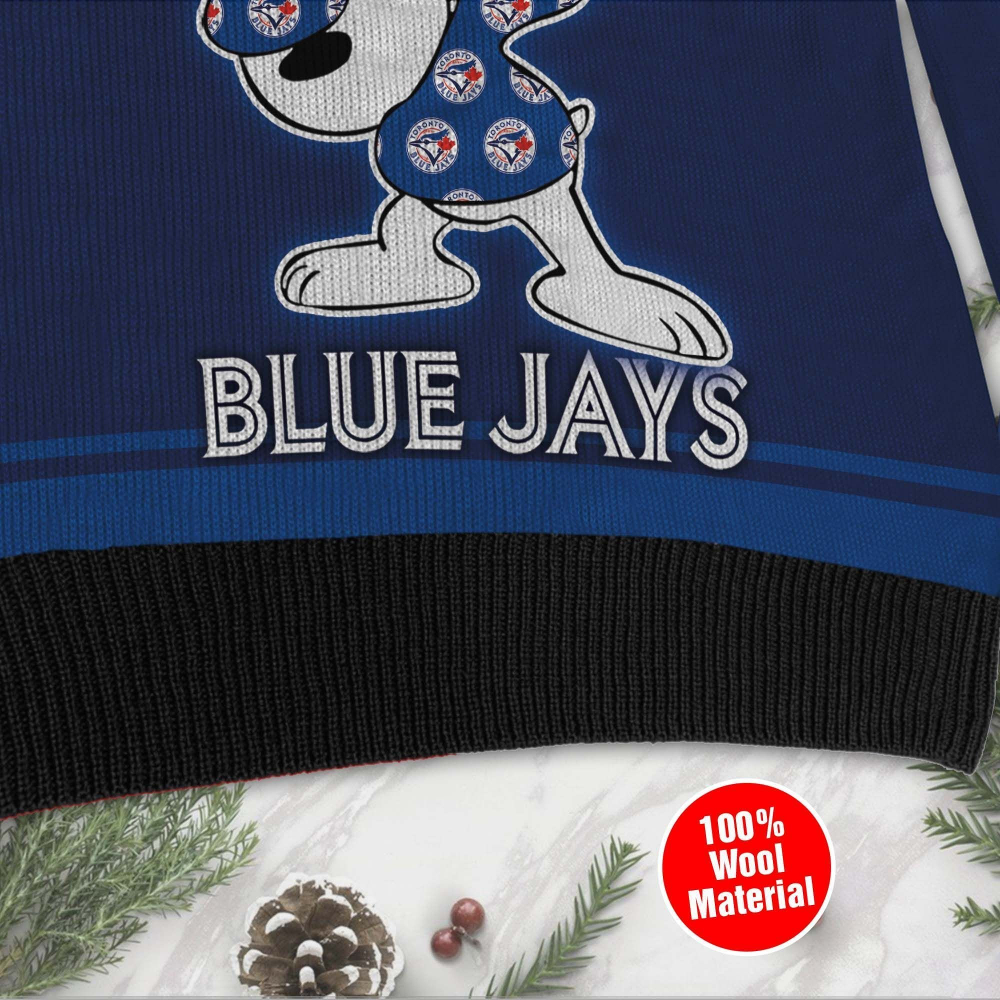 Snoopy Love Toronto Blue Jays For Baseball - Mlb Fans Ugly Christmas Sweater Adult 3D Funny Matching for family - Image 4