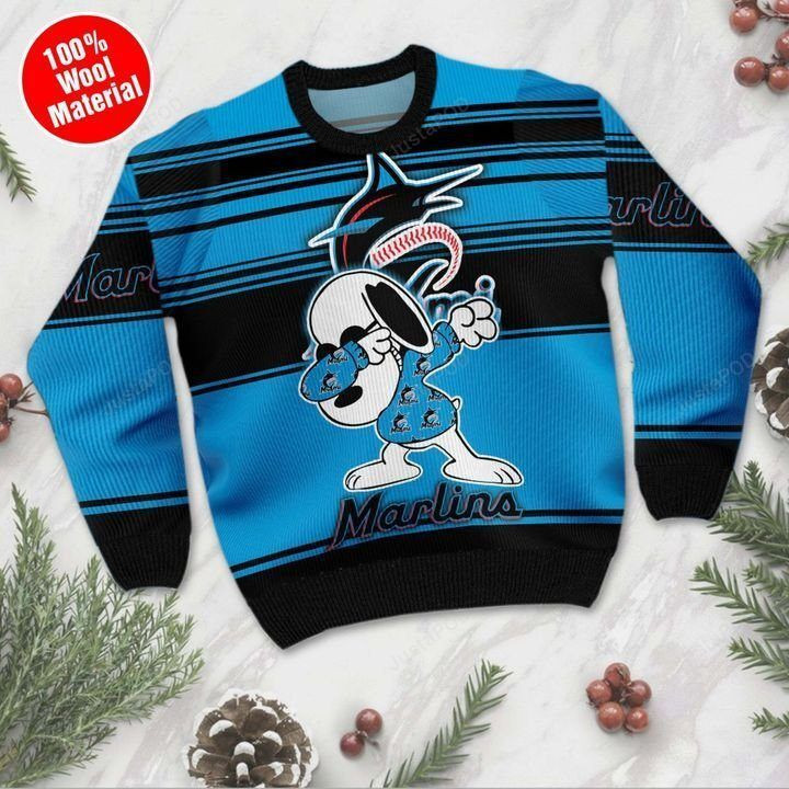 Snoopy Miami Marlins Ugly Christmas Sweater Adult 3D Funny Matching for family