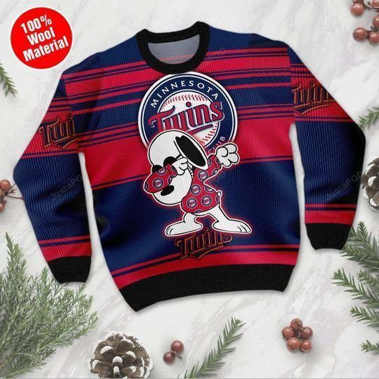 Snoopy Minnesota Twins Ugly Christmas Sweater Adult 3D Funny Matching for family