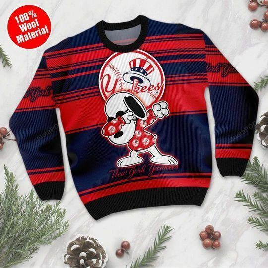 Snoopy New York Yankees Ugly Christmas Sweater Adult 3D Funny Matching for family