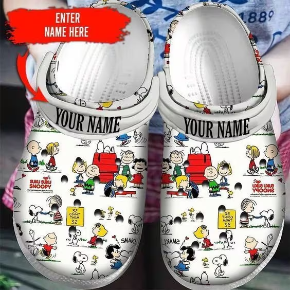 Snoopy Peanuts Cartoon Crocs Crocband Clogs Shoes Comfortable For Men Women and Kids