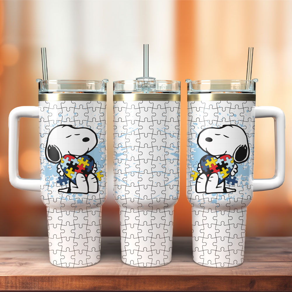 Snoopy Puzzles Watercolor Cartoon Custom Stanley Cup 40 oz 30 oz Tumbler With HandleTVC2301245