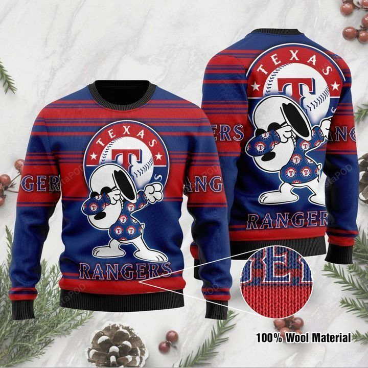 Snoopy Texas Rangers Ugly Christmas Sweater Adult 3D Funny Matching for family