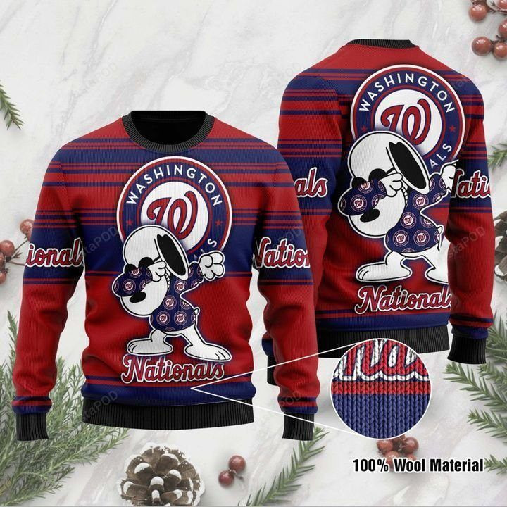 Snoopy Washington Nationals Ugly Christmas Sweater Adult 3D Funny Matching for family