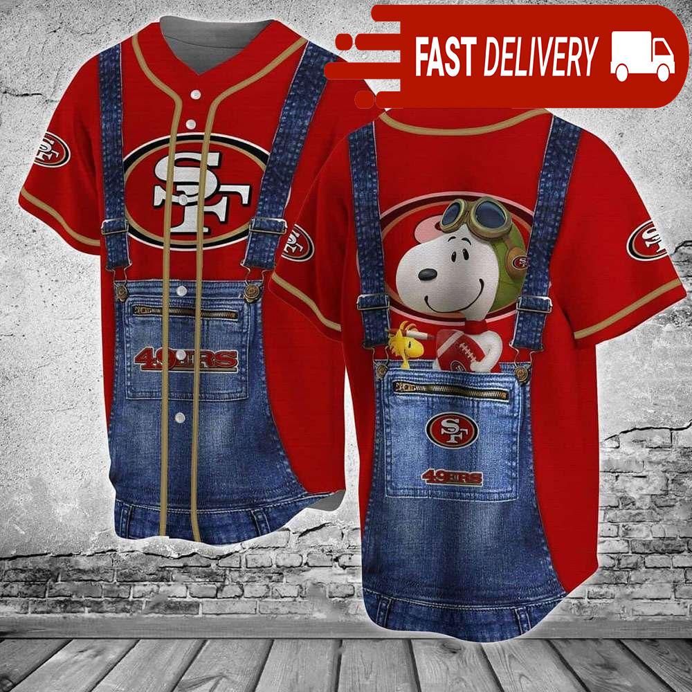 Snoopy Woodstock San Francisco 49Ers Baseball Jersey Gift For NLF Fans