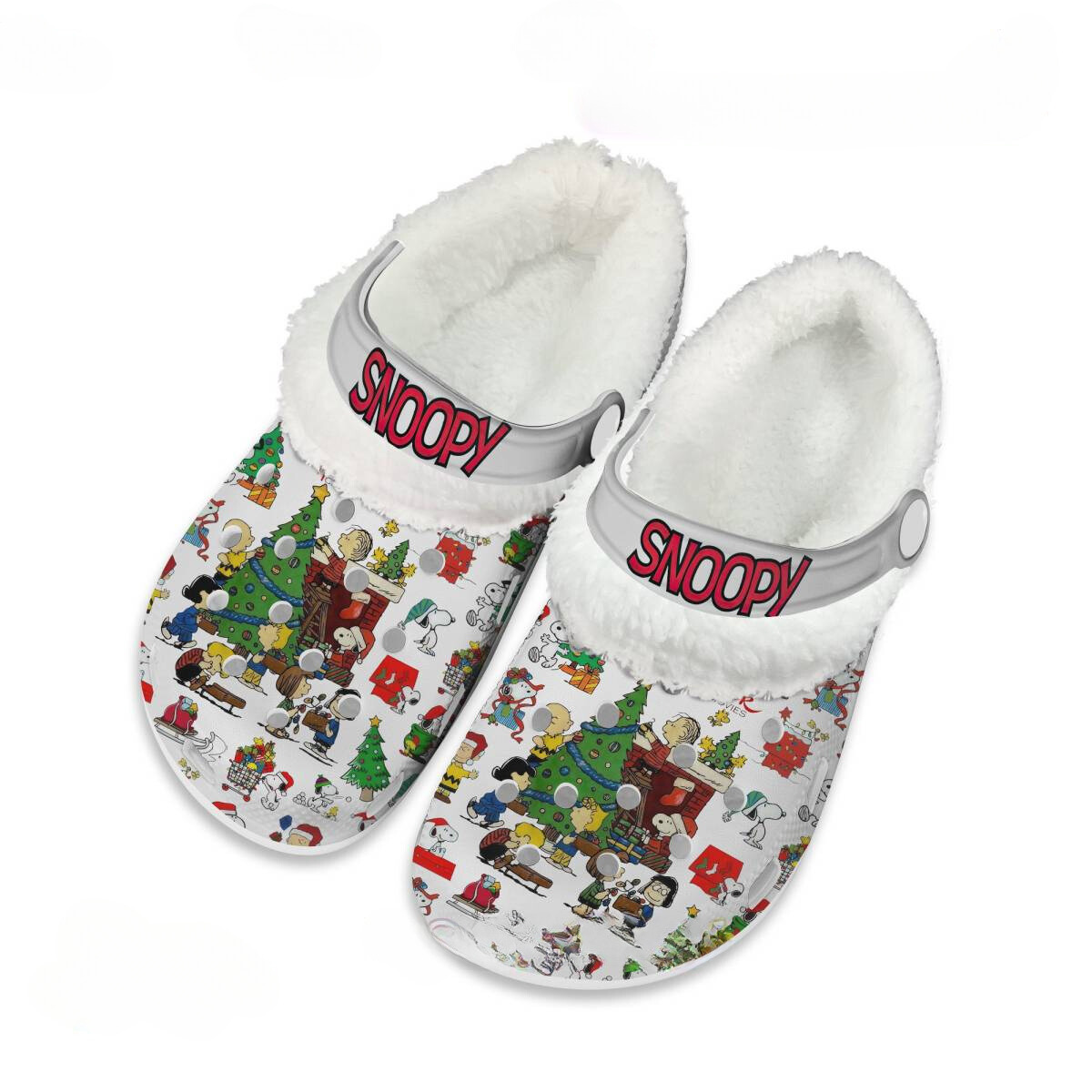 Snoopy x Christmas Crocs Crocband Fleece Lined Clogs Shoes Comfortable For Men Women and Kids In Winter