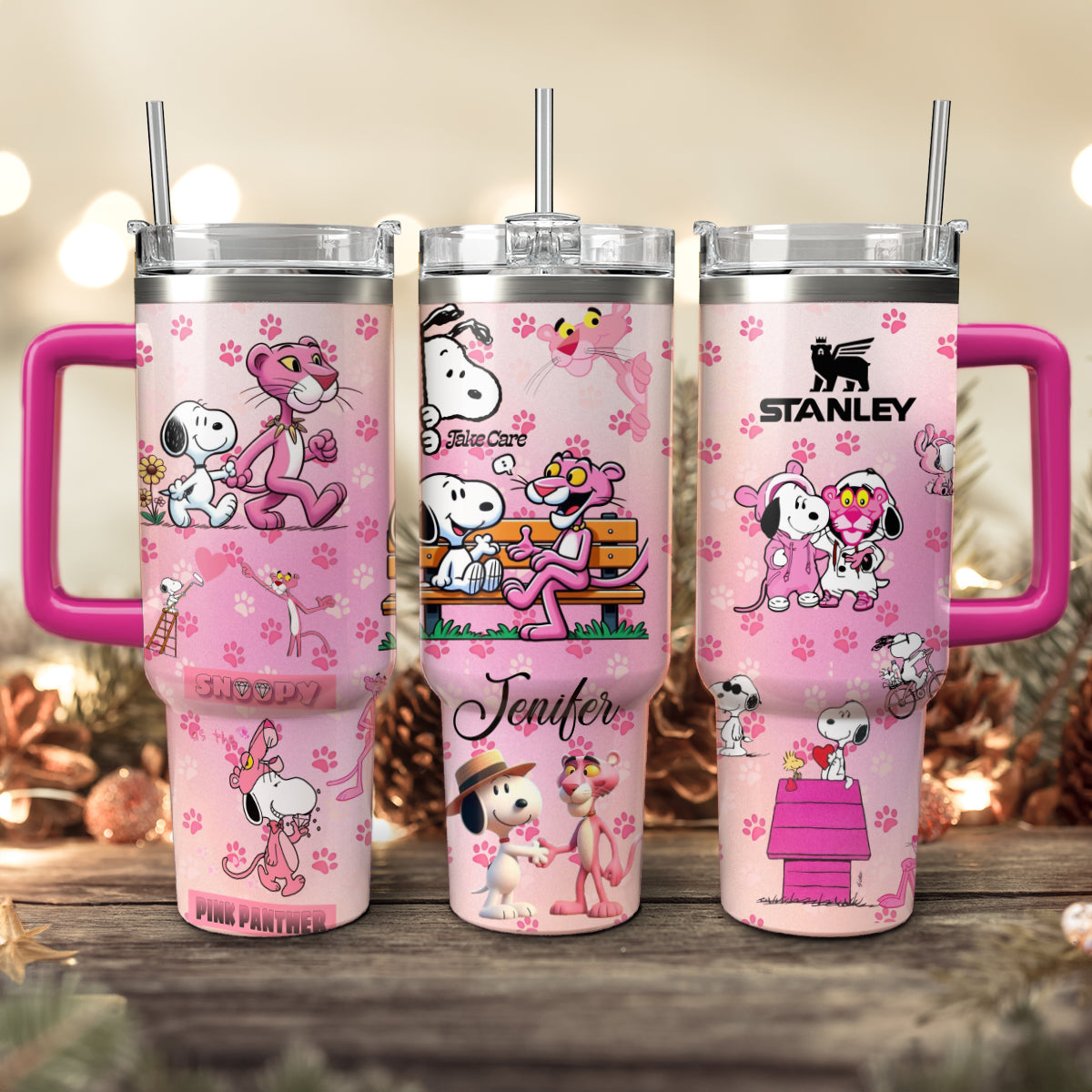 Snoopy x Pink Panther Cartoon Custom Stanley Cup 40 oz 30 oz Tumbler With HandleTVC2301122