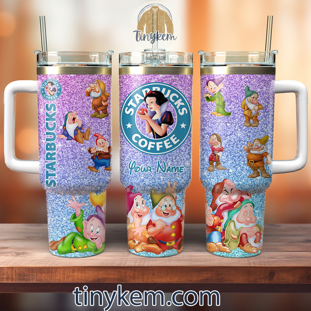 Snow White and the Seven Dwarfs Glitter Starbucks Disney Cartoon Custom Stanley Cup 40 oz 30 oz Tumbler With HandleTVC2301219