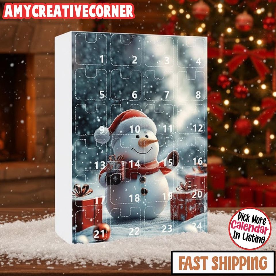 Snowman Advent Calendar 2025, Christmas Countdown Box for Kids, Holiday Gift Idea