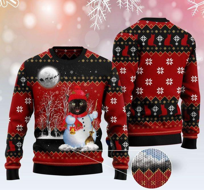 Snowman Cat Pattern Ugly Christmas Sweater Adult 3D Funny Matching for family