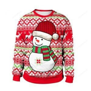 Snowman Christmas Ugly Christmas Sweater Adult 3D Funny Matching for family