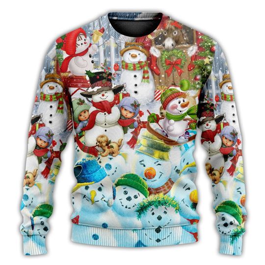 Snowman Happy Farm Holiday Christmas, Christmas Vacation Ugly Christmas Sweater - Image 11