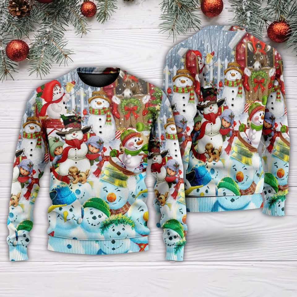 Snowman Happy Farm Holiday Christmas, Christmas Vacation Ugly Christmas Sweater