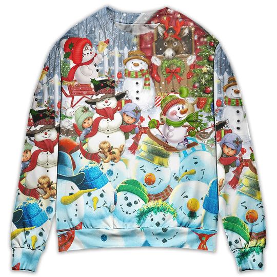 Snowman Happy Farm Holiday Christmas, Christmas Vacation Ugly Christmas Sweater - Image 8