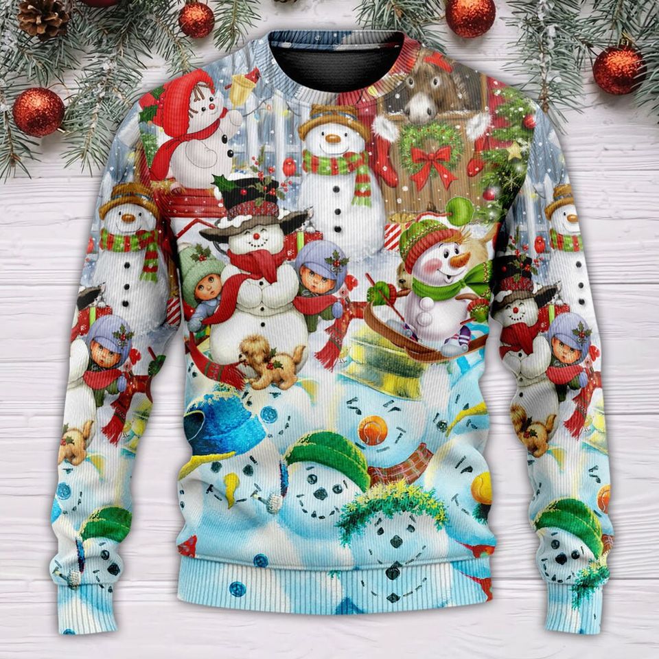 Snowman Happy Farm Holiday Christmas, Christmas Vacation Ugly Christmas Sweater - Image 6