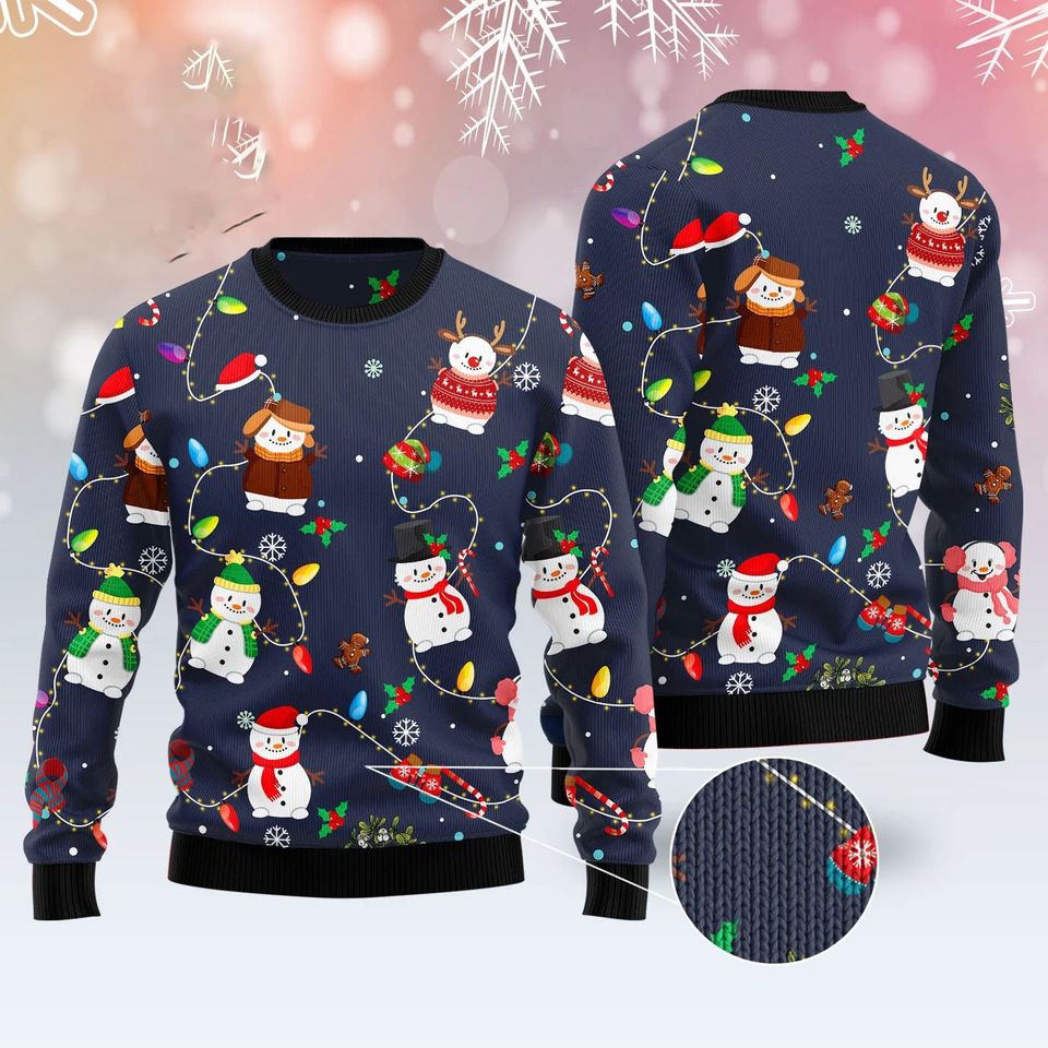 Snowman Light Ugly Christmas Sweater