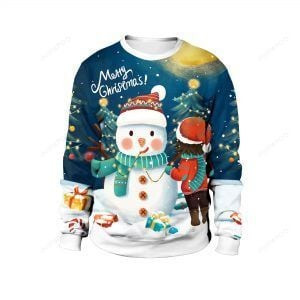 Snowman Ugly Christmas Sweater Adult 3D Funny Matching for family