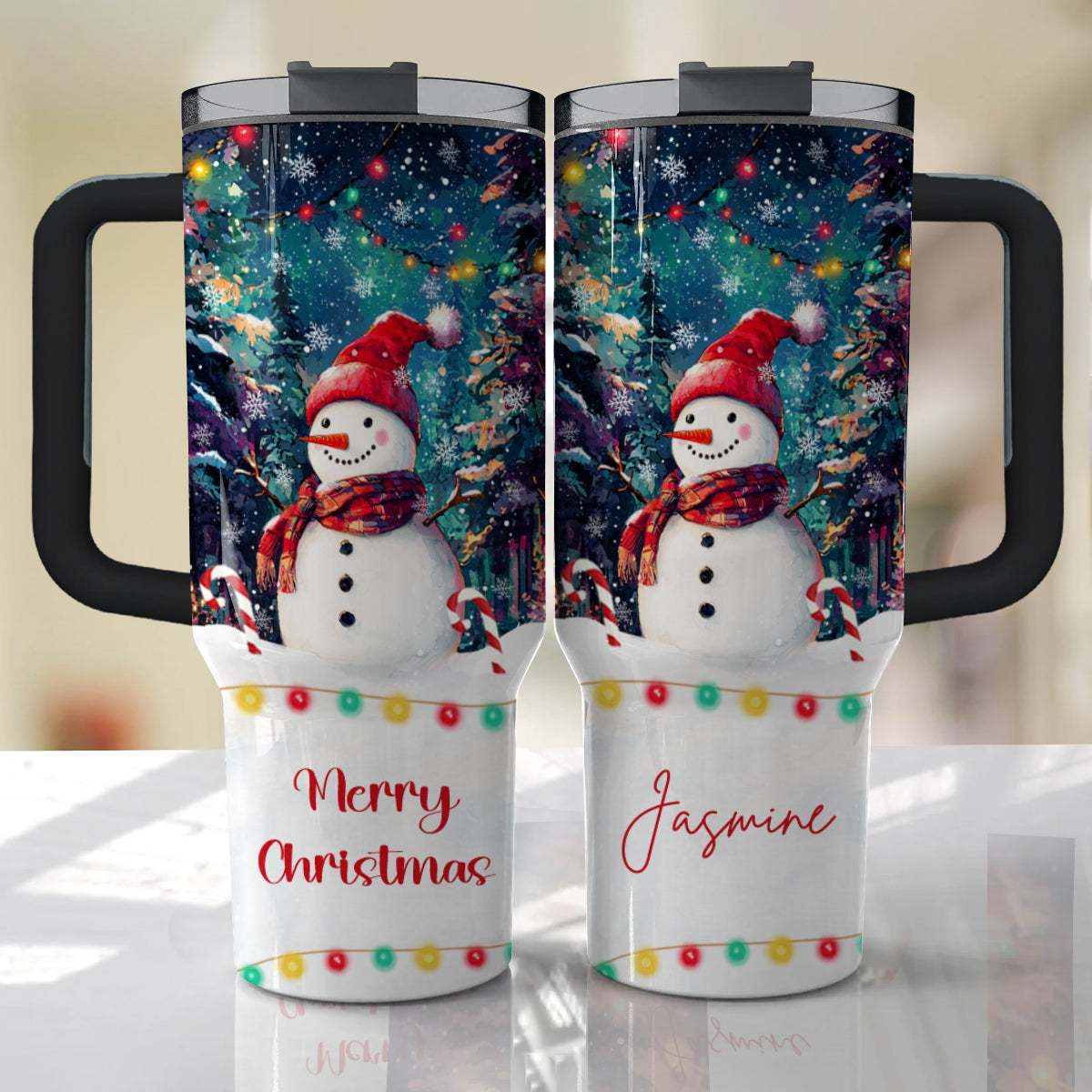 Snowman Under Christmas Light Custom Stanley Cup 40 oz 30 oz Tumbler With HandleTVC2301495 - Image 2