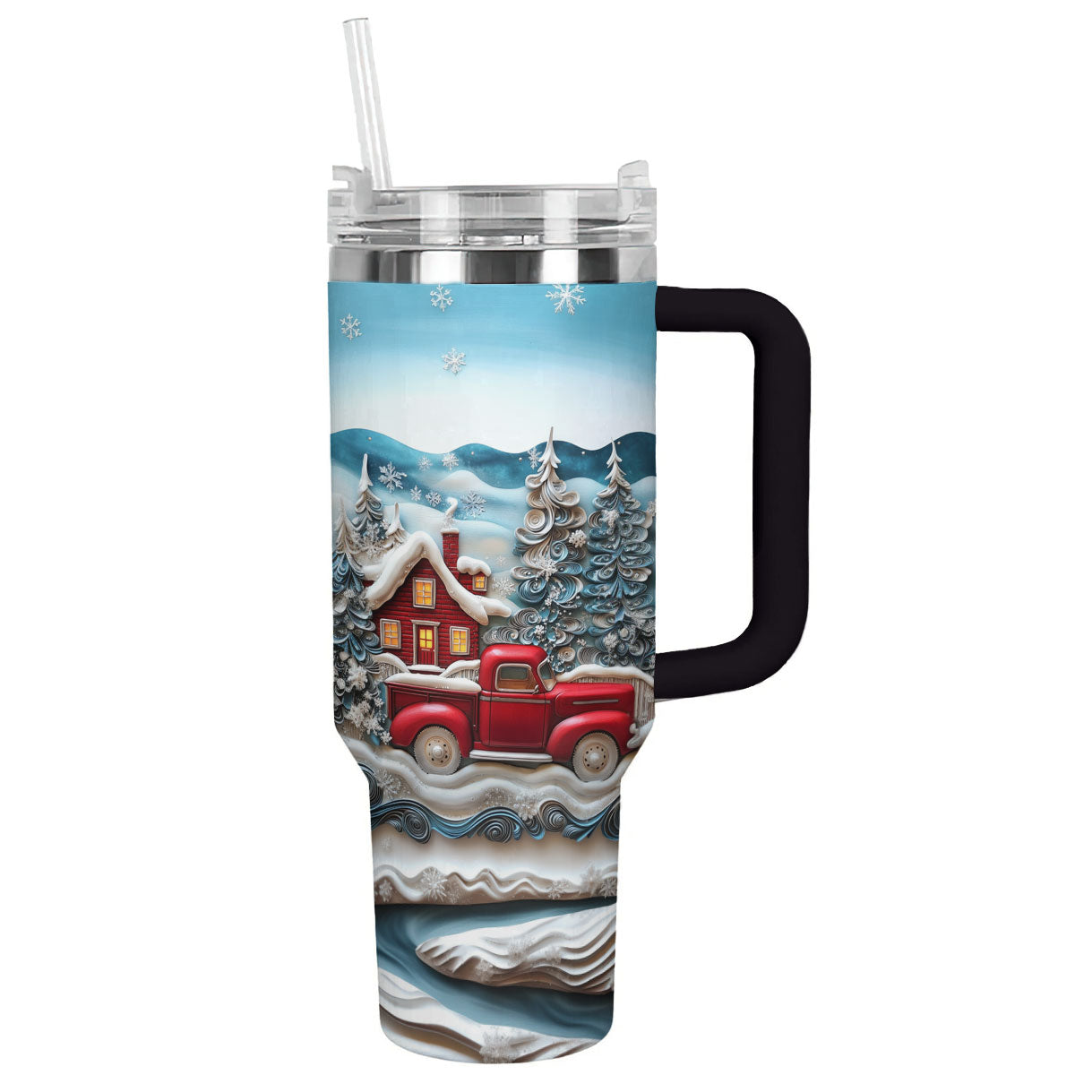 Snowy Cabin Christmas Custom Stanley Cup 40 oz 30 oz Tumbler With HandleTVC2301487
