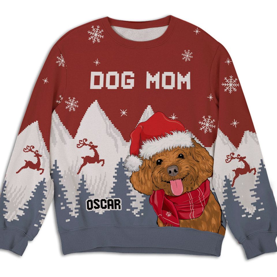Snowy Forest Dog Mom - Personalized Custom All-Over-Print Sweatshirt