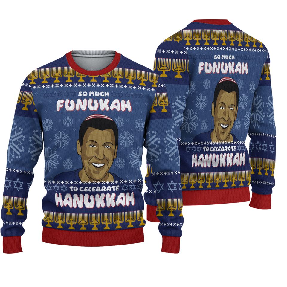 So Much Funukah To Celebrate Hanukkah Unisex 3D Ugly Christmas Sweater