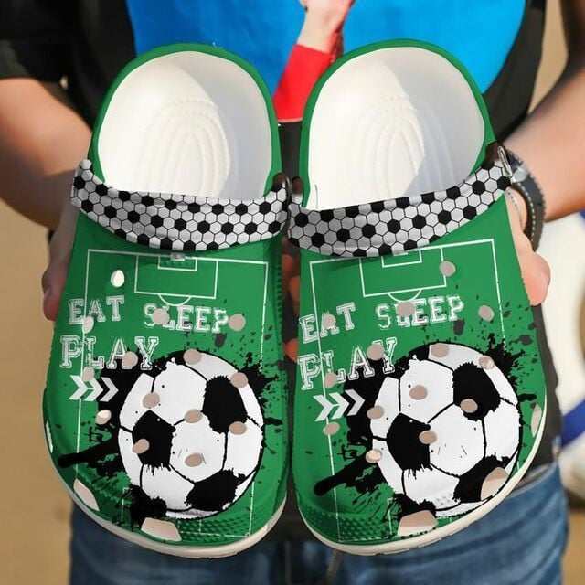 Soccer Eat Sleep Play 102 Gift For Lover Rubber clog Shoes Comfy Footwear