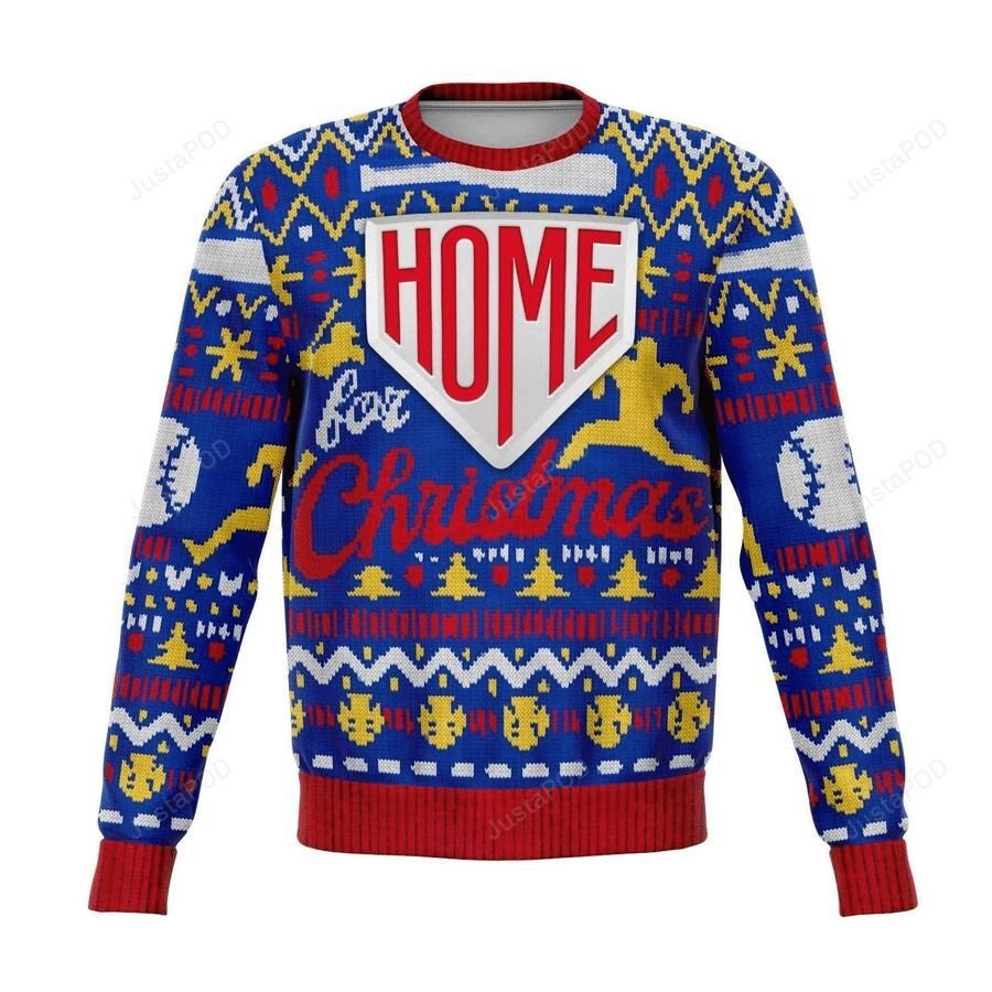 Softball Home For Christmas Ugly Christmas Sweater Adult 3D Funny Matching for family
