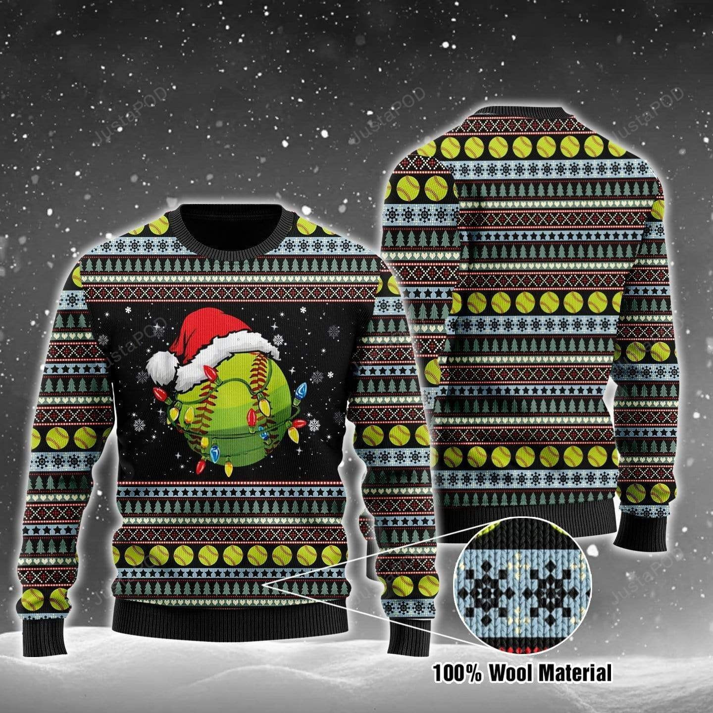Softball Ugly Christmas Sweater Adult 3D Funny Matching for family