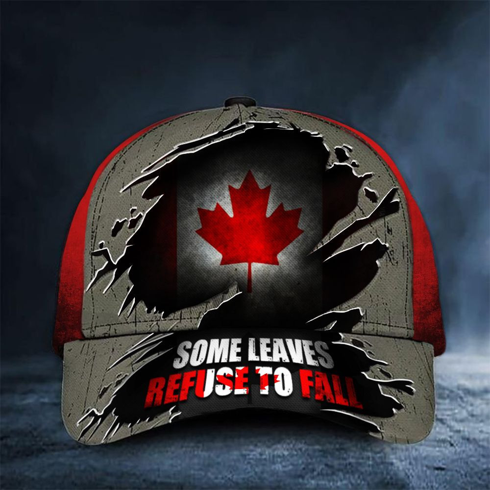 Some Leaves Refuse To Fall Canada Flag Vintage Hat Mens Unique Patriotic Canadian Cap Gift Trucker Hats Custom Hats Gifts For Men & Women