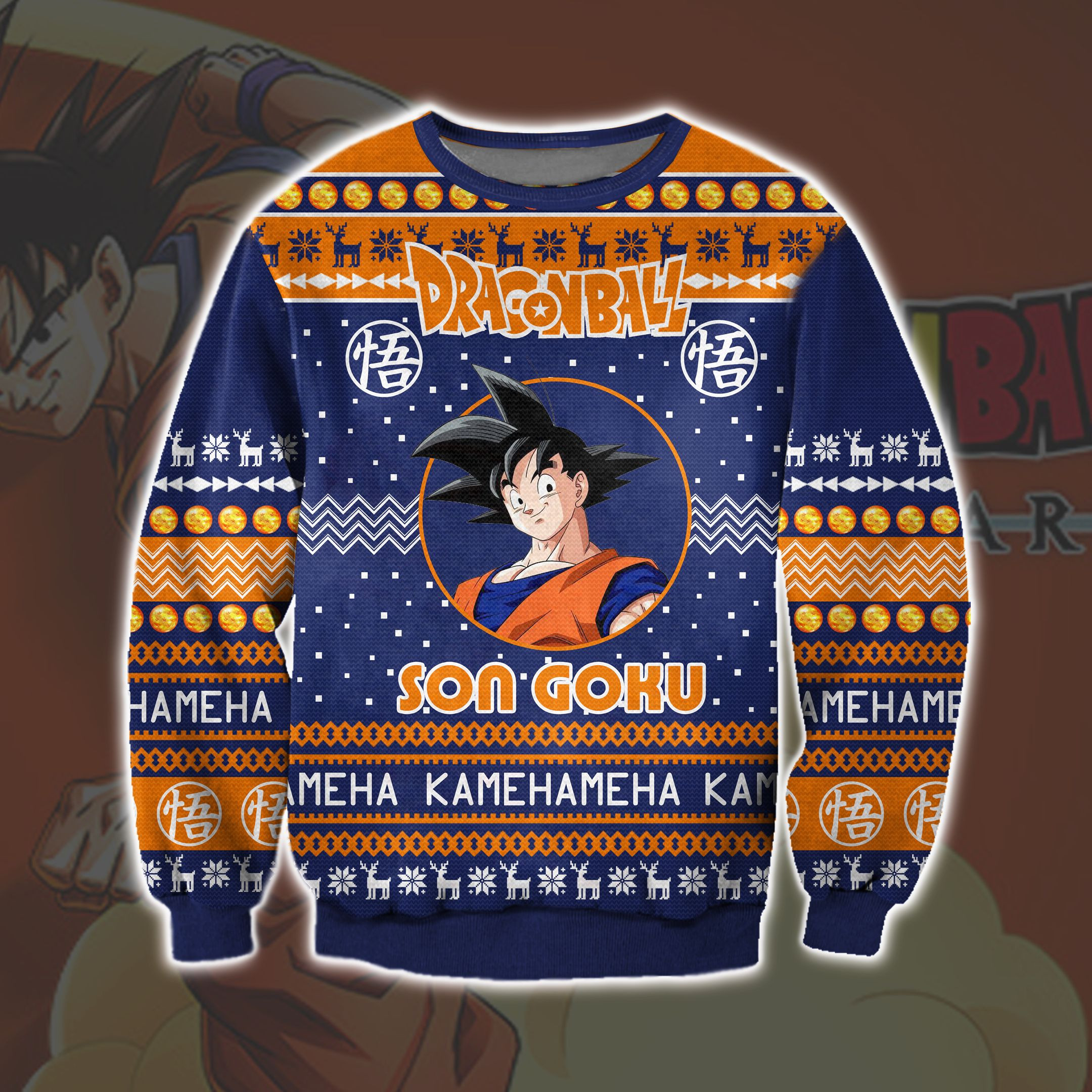 Son Goku Dragon Ball 3D Print Ugly Christmas Sweater Adult 3D Funny Matching for family