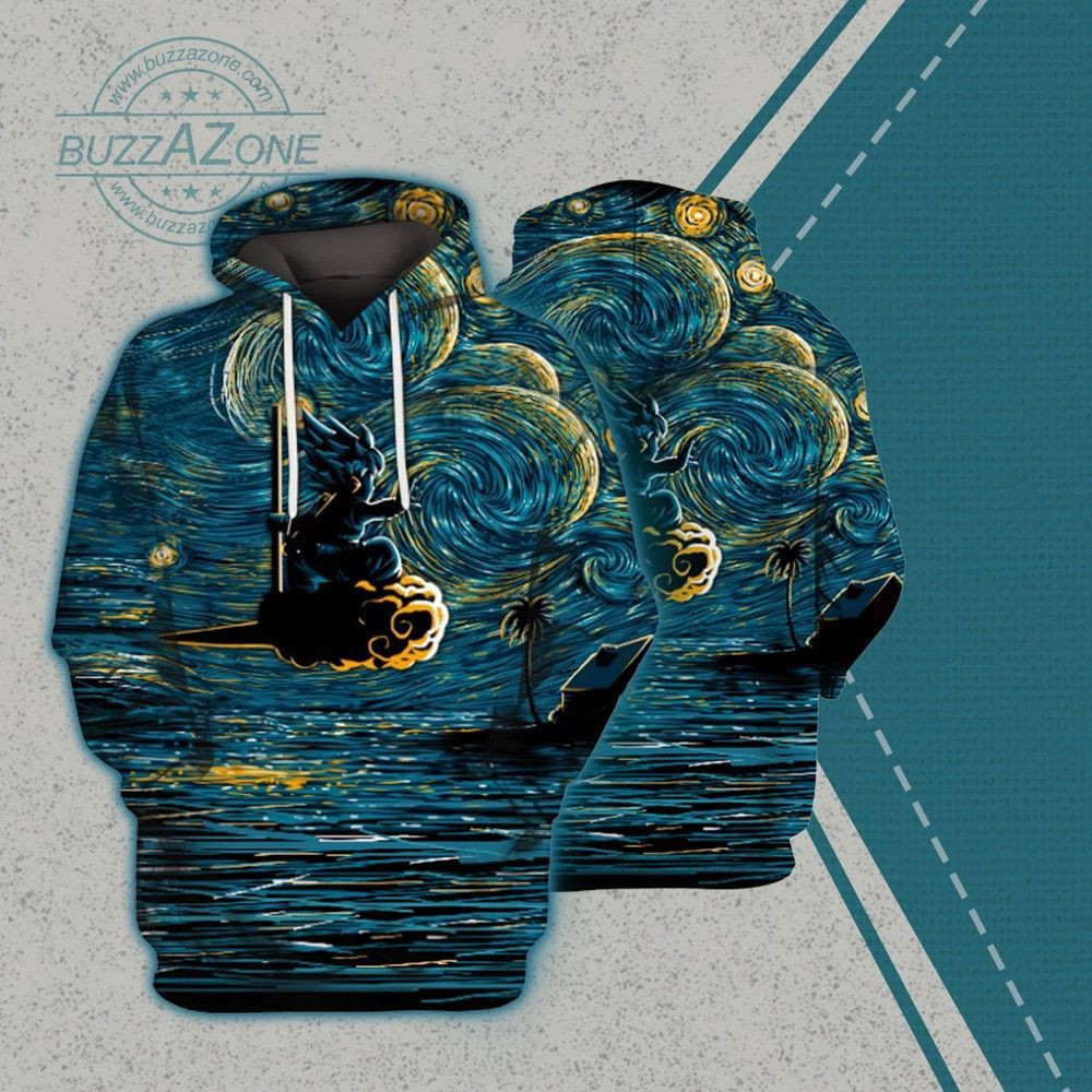 Songoku Kame House Starry Night 3D All Over Print Hoodie, Zip Hoodie