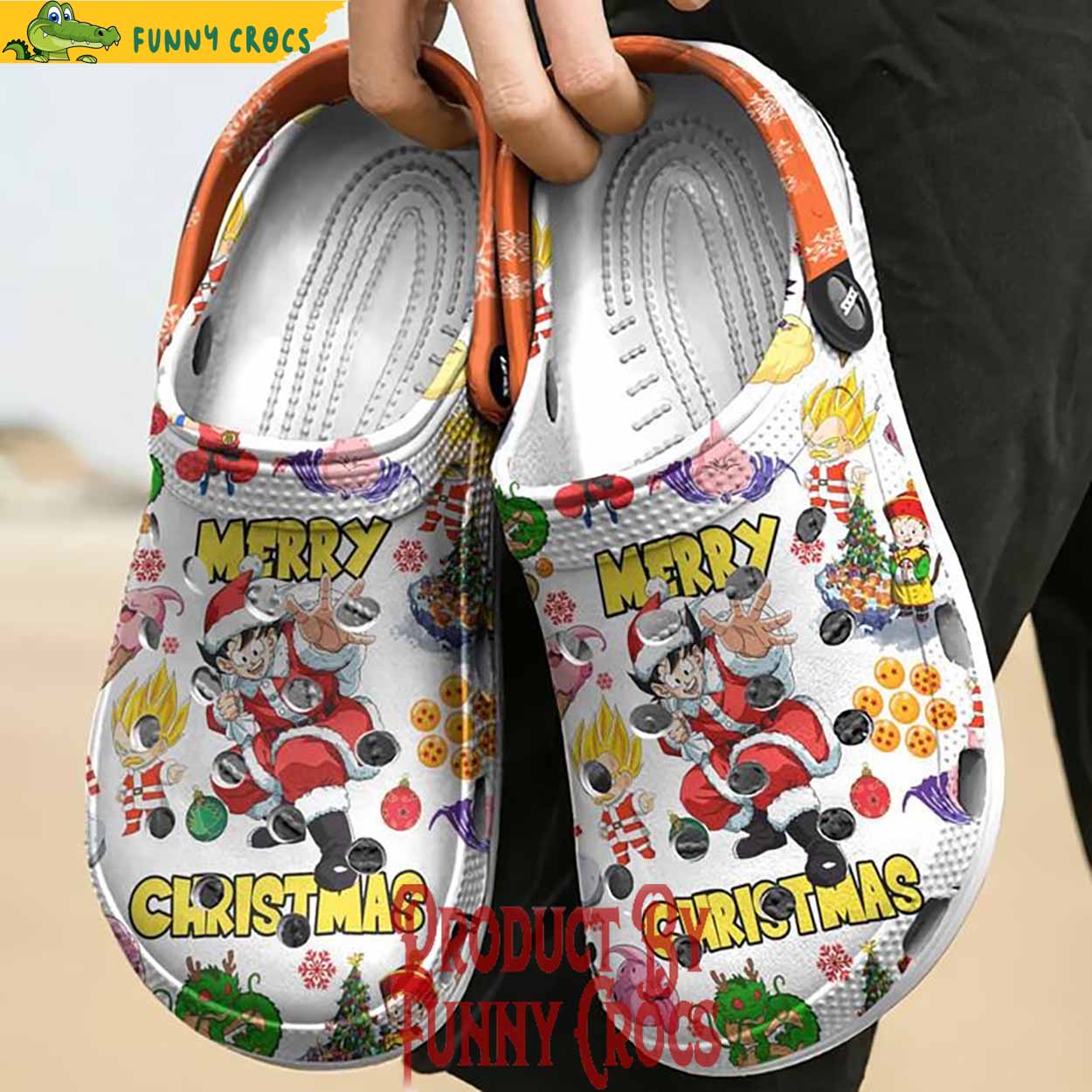 Songoku Santa Dragon Ball Anime Christmas Crocs Crocband Clogs Shoes Comfortable For Men Women and Kids - Image 3