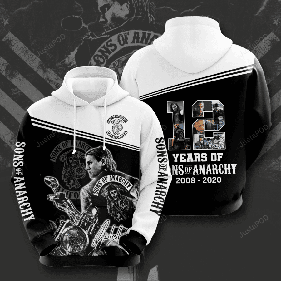 Sons Of Anarchy Movie And Character 12 Anniversary 3D All Over Print Hoodie, Zip Hoodie