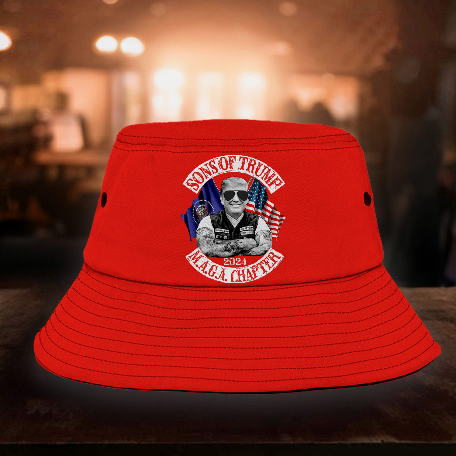 Sons Of Trump 2024 MAGA Chapter Reversible Bucket Hat Support Trump For President Election Trucker Hats Custom Hats Gifts For Men & Women