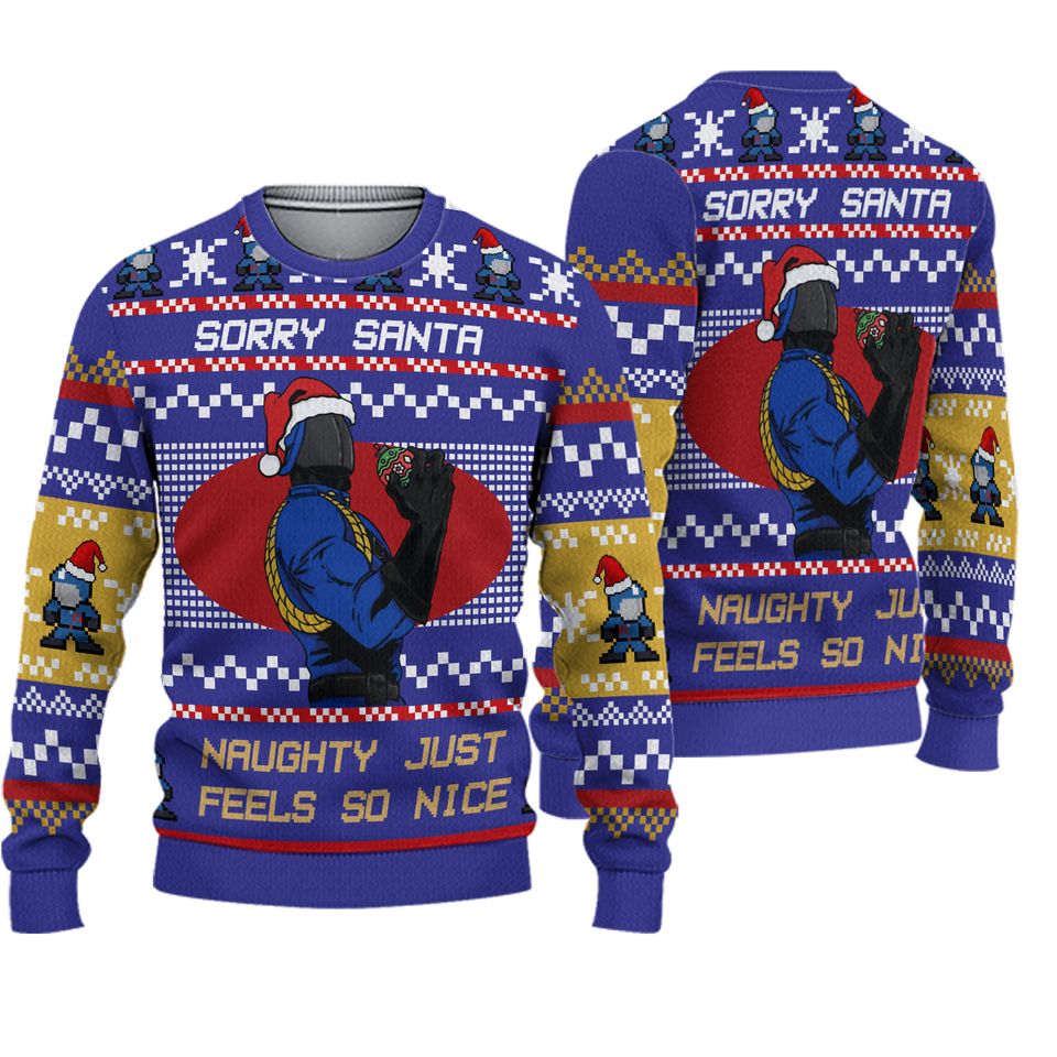 "Sorry Santa" Cobra Commander GI Joe Ugly Christmas Sweater Fun Gift