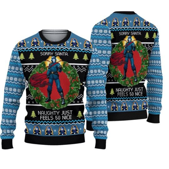 Sorry Santa Naughty Just Feels So Nice Cobra Commanders Christmas Ugly Sweater - Image 2