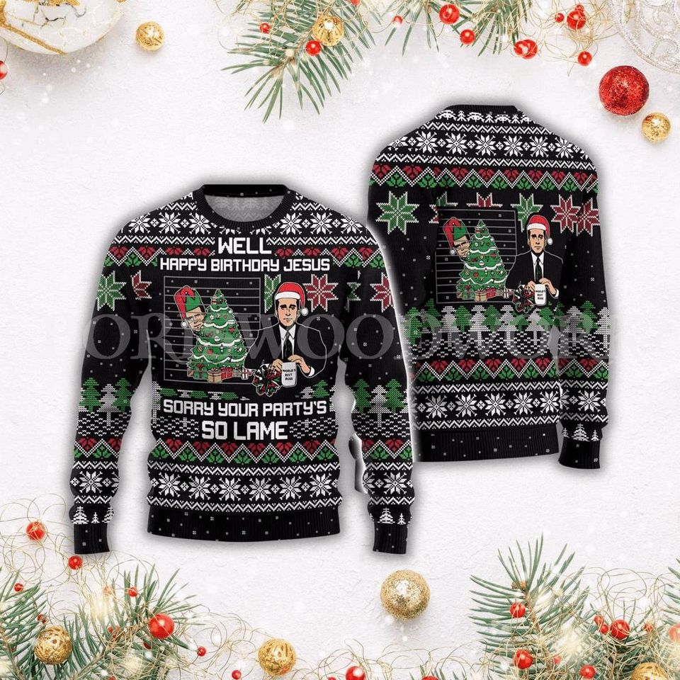 Sorry You Party So Lame Office TV Ugly Christmas Sweater