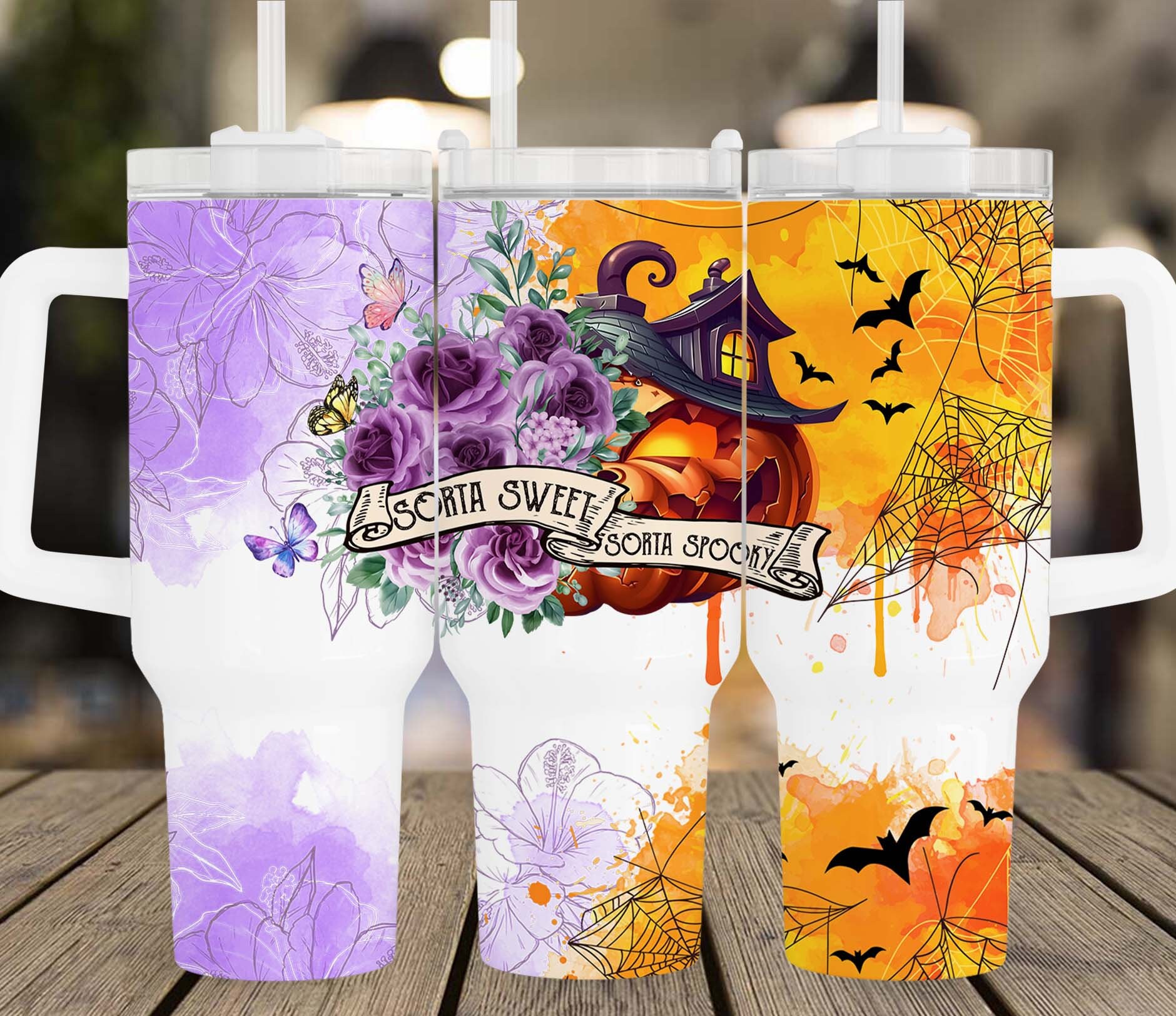Sorta Spooky Sorta Sweet Halloween Vibes Custom Stanley Cup 40 oz 30 oz Tumbler With HandleTVC2301961