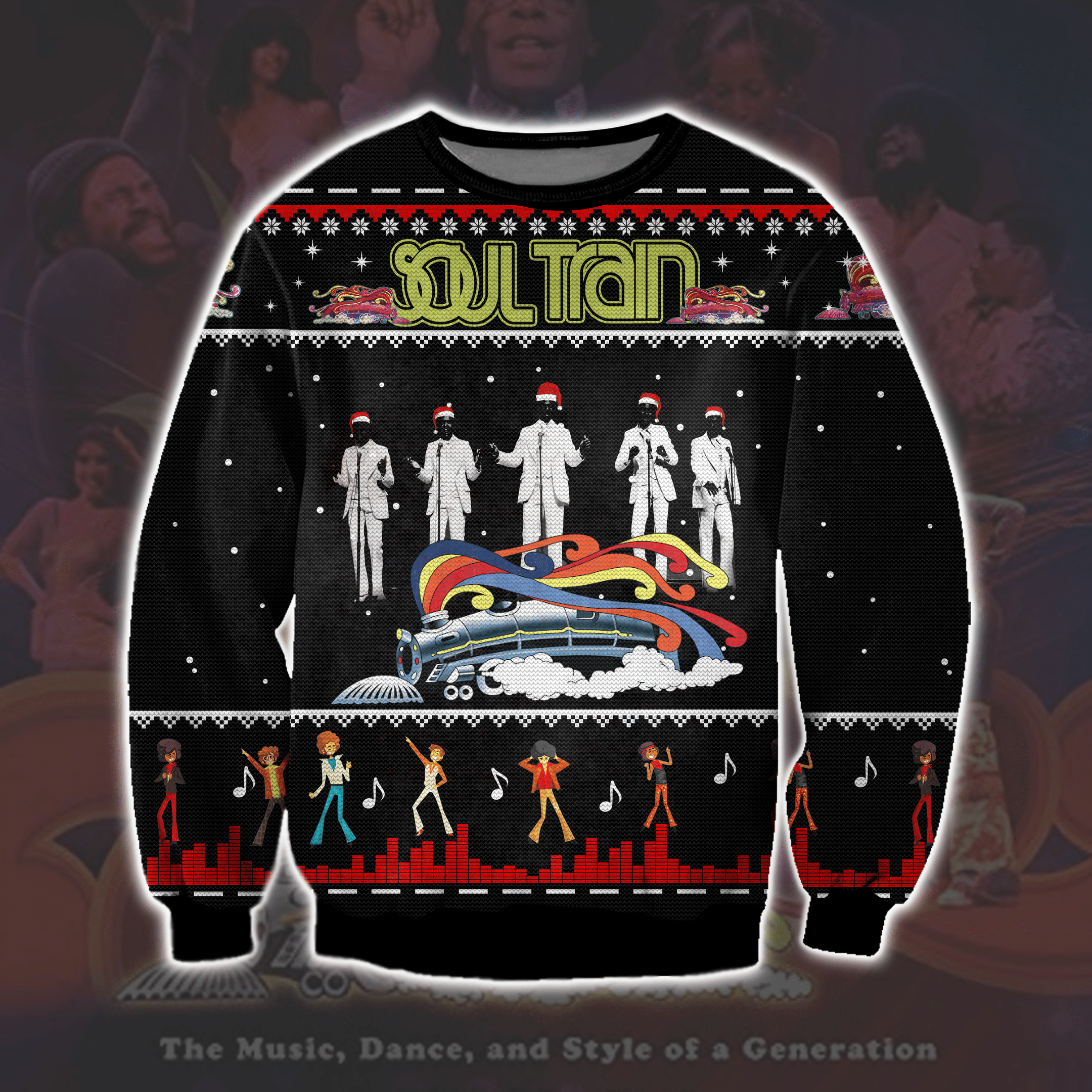 Soul Train Ugly Christmas Sweater Adult 3D Funny Matching for family