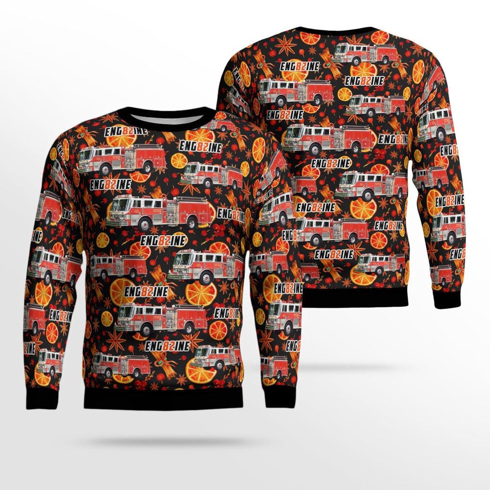 Soundview Fire Rescue Engine 8 AOP Ugly Sweater Unisex Christmas Gift