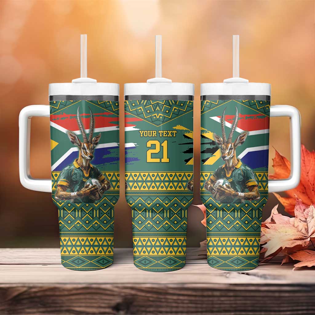 South Africa Rugby Bokke Mascot With Flag Style Custom Stanley Cup 40 oz 30 oz Tumbler With HandleTVC2301323