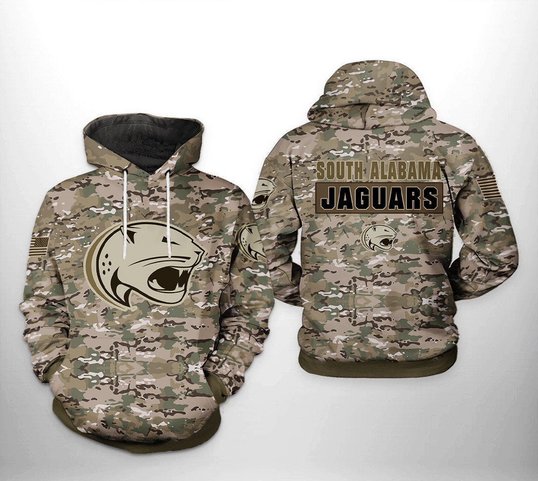 South Alabama Jaguars NCAA Camo Veteran 3D All Over Print Hoodie, Zip Hoodie
