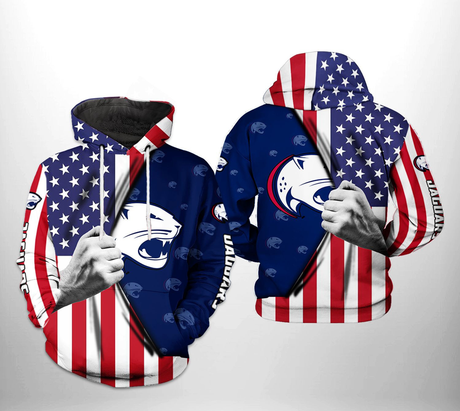 South Alabama Jaguars NCAA US Flag 3D All Over Print Hoodie, Zip Hoodie