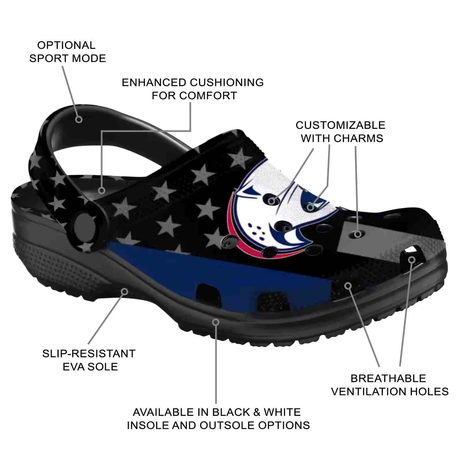 South Alabama Jaguars Stellar Stripes Theme ClogTVC1801794 - Image 5